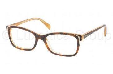 Image of Prada PR23OV Bifocal Prescription Eyeglasses FAL1O1-5217 - Top Havana/Yellow Frame, Demo Lens Lenses