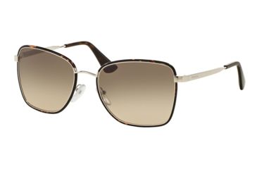 Image of Prada PR52SS Single Vision Prescription Sunglasses PR52SS-2AU3D0-58 - Lens Diameter 58 mm, Frame Color Dark Havana/silver