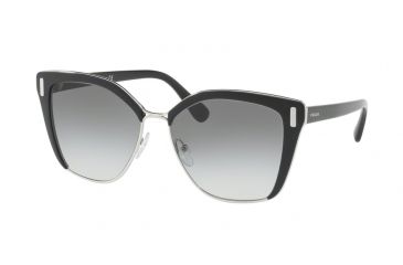 Image of Prada PR56TS Sunglasses 1AB0A7-57 - Black/Silver Frame, Grey Gradient Lenses