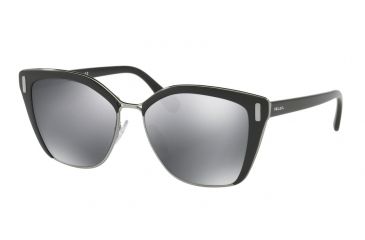 Image of Prada PR56TS Sunglasses 1AB5L0-57 - Black Gunmetal Frame, Grey Mirror Black Lenses