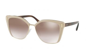 Image of Prada PR56TS Sunglasses VHR4O0-57 - Light Brown/pale Gold Frame, Gradient Brown Mirror Silver Lenses