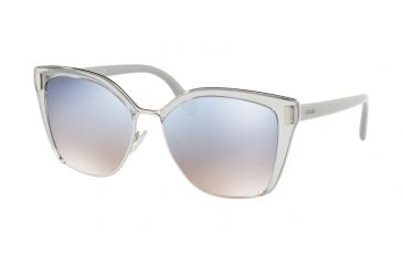 Image of Prada PR56TS Sunglasses 73E5R0-57 - Transparent Grey/silver Frame, Grad Light Blue Mirror Silver Lenses