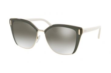 Image of Prada PR56TS Sunglasses MO95O0-57 - Transparent Grey/pale Gold Frame, Gradient Grey Mirror Silver Lenses
