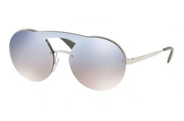 Image of Prada PR65TS Sunglasses 1BC5R0-36 - Silver Frame, Gradient Blue Mirror Silver Lenses