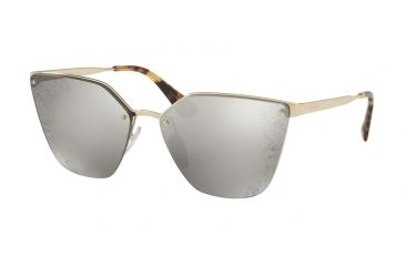 Image of Prada PR68TS Sunglasses ZVN121-63 - Pale Gold Frame, Grey Mirr Silver Laser Flower Lenses