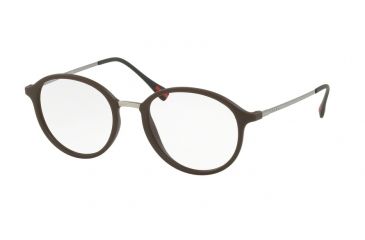 Image of Prada PS01IV Bifocal Prescription Eyeglasses VYY1O1-51 - Brown Rubber Frame