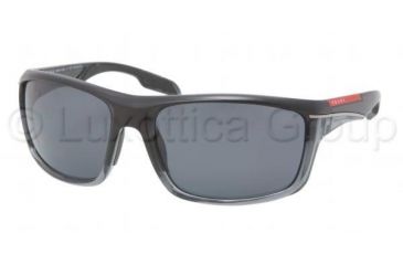 Image of Prada PS01NS Sunglasses GAI5Z1-6318 - Black Demi Shiny Frame, Gray Lenses
