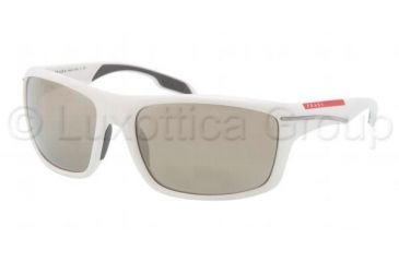 Image of Prada PS01NS Sunglasses NAV1C0-6318 - White Demi Shiny Frame, Mirror Gold Lenses