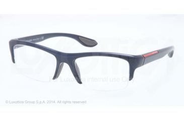 Image of Prada PS04EV Single Vision Prescription Eyeglasses SMB1O1-53 - Metallized Blue Demi Shiny Frame