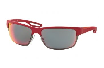 Image of Prada PS50QS Sunglasses TWL9Q1-64 - Red Rubber/Matte Gunmetal Frame, Red Multilaryer Lenses