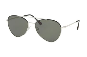 Image of Prada PS50SS Single Vision Prescription Sunglasses, 60mm, Silver / Black, PS50SS-GAQ5X1-60-SV