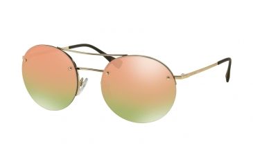 Image of Prada PS54RS Sunglasses ZVN5L2-56 - Pale Gold Frame, Grey Mirror Rose Gold Lenses