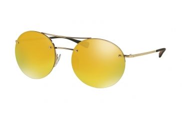 Image of Prada PS54RS Sunglasses ZVN5N0-56 - Pale Gold Frame, Brown Orange 24k Iridium Lenses