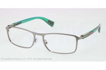 Image of Prada PS55DV Bifocal Prescription Eyeglasses OAR1O1-52 - Top Gunmetal On Blue