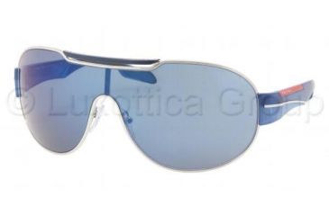 Image of Prada PS56NS Sunglasses 1BC9P1-0137 - Silver Frame, Blue Mirror Lenses