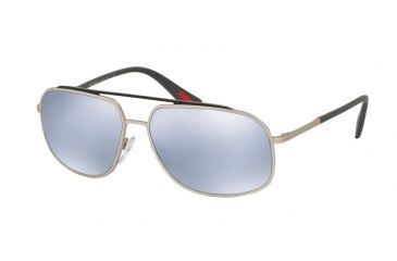 Image of Prada PS56RS Sunglasses QFP5Q0-60 - Grey/steel Rubber Frame, Blue Mirror White Lenses
