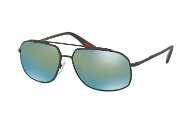 Image of Prada PS56RS Sunglasses TIG4J2-60 - Grey Rubber Frame, Mirror Green Lenses