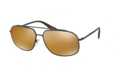 Image of Prada PS56RS Sunglasses UFI5N2-60 - Green Rubber Frame, Dk Brown Mirror Gold Polar Lenses