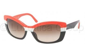 Image of Prada Sunglasses PR03NS DAN6S1-5718 - Orange/Ivory/Black Frame, Brown Gradient Lenses, 57mm Lens Diameter