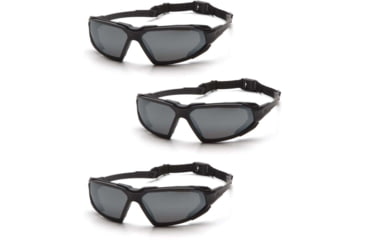 Image of Pyramex Highlander Safety Glasses - Black Frame and Antifog Gray Lens, Pack of 3