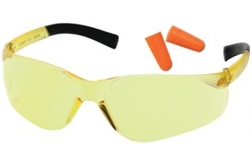 Image of Pyramex Mini-Ztek Safety Glasses And DP1000 Ear Plug Combo Amber Lens Amber Frame Ten Pack