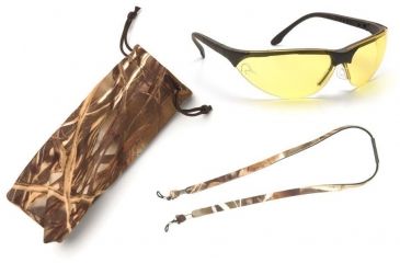 Image of Pyramex Rendezvous Ducks Unlimited Shooting Glasses - Amber Lens, Black Frame w/ Neoprene Case, Microfiber Cleaning Bag and Camo Breakaway Cords DUSB2830ST3