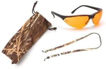 Image of Pyramex Rendezvous Ducks Unlimited Shooting Glasses - Orange Lens, Black Frame w/ Neoprene Case, Microfiber Cleaning Bag and Camo Breakaway Cords DUSB2840ST3