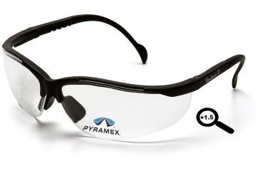 Image of Pyramex V2 Readers Glasses - Clear + 1.5 Lens, Black Frame SB1810R15