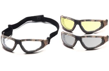 Image of Pyramex XSG Shooting Glasses, Real Tree HardWood Frame, Clear,Gray, Amber Ballistic Lenses