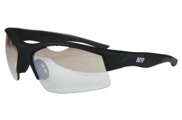 Image of Radians M&amp;P MP104 Shooting Glasses Indoor-Outdoor Lens Black Half Frame Rubberized With Zippered Case
