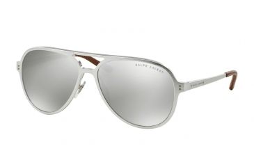 Image of Ralph Lauren RL7049Q Sunglasses 92936G-60 - Brushed Matte Silver Frame, Grey Silver Mirror Lenses