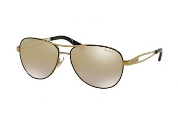 Image of Ralph RA4115 Sunglasses 31006E-58 - Black/Gold Frame, Gold Mirror Lenses