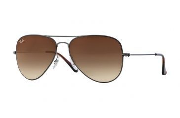 Image of Ray-Ban AVIATOR FLAT METAL RB3513 Sunglasses 147/13-58 - Demi Gloss Sanblast Gunmetal Frame, Brown Gradient Lenses