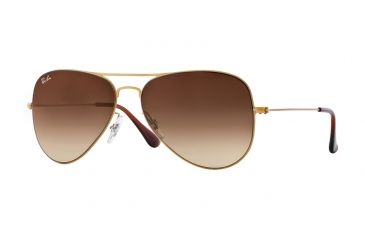 Image of Ray-Ban AVIATOR FLAT METAL RB3513 Sunglasses 149/13-58 - Demi Gloss Sanblast Gold Frame, Brown Gradient Lenses