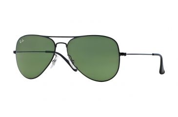 Image of Ray-Ban AVIATOR FLAT METAL RB3513 Sunglasses 153/71-58 - Demi Glos Black Frame, Dark Green Lenses