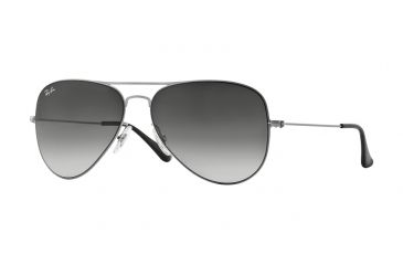 Image of Ray-Ban AVIATOR FLAT METAL RB3513 Sunglasses 154/8G-58 - Demi Gloss Sandblast Silver Frame, Grey Gradient Lenses