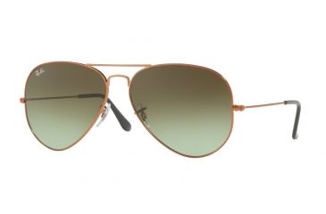 Image of Ray-Ban Aviator Large Metal II Sunglasses RB3026 9002A6-62 - Shiny Medium Bronze Frame, Green Gradient Brown Lenses