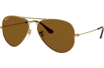 Image of Ray-Ban Aviator Large Metal RB3025 Sunglasses, Arista Crystal Brown Polarized, RB3025 001/57-5814