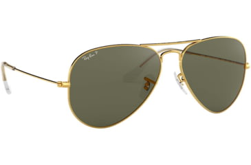 Image of Ray-Ban Aviator Large Metal RB3025 Sunglasses, Arista Frame, Crystal Green Polarized 58 mm Lenses, 001-58-5814