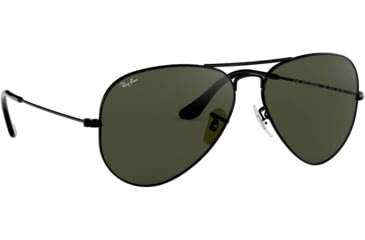 Image of Ray-Ban Aviator Large Metal RB3025 Sunglasses, Black Frame, Crystal Green 58 mm Lenses, L2823-5814