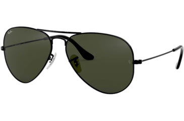 Image of Ray-Ban Aviator Large Metal RB3025 Sunglasses, Black Frame, Crystal Green 58 mm Lenses, L2823-5814
