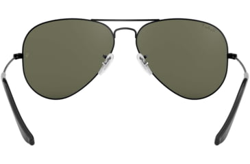 Image of Ray-Ban Aviator Large Metal RB3025 Sunglasses, Black Frame, Crystal Green Polarized 62 mm Lenses, 002-58-6214