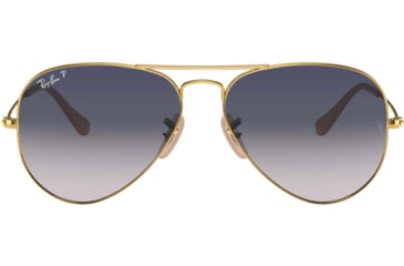 Image of Ray-Ban Aviator Large Metal RB3025 Sunglasses, Gold Frame, Gradient Blue Polar Lenses, RB3025 001/78-58