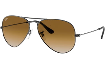 Image of Ray-Ban Aviator Large Metal RB3025 Sunglasses, Gunmetal Crystal Brown Gradient, RB3025 004/51-5814