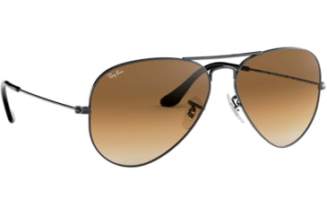 Image of Ray-Ban Aviator Large Metal RB3025 Sunglasses, Gunmetal Crystal Brown Gradient, RB3025 004/51-6214