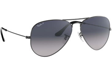Image of Ray-Ban Aviator Large Metal RB3025 Sunglasses, Gunmetal Crystal Polarized Blue Gradient Gray, RB3025 004/78-5814
