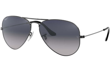 Image of Ray-Ban Aviator Large Metal RB3025 Sunglasses, Gunmetal Crystal Polarized Blue Gradient Gray, RB3025 004/78-5814
