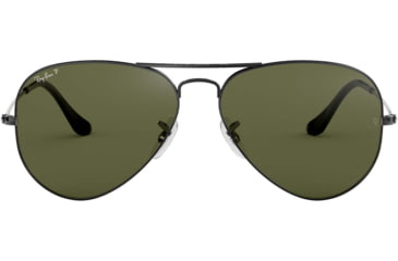 Image of Ray-Ban Aviator Large Metal RB3025 Sunglasses, Gunmetal Frame, Crystal Green Polarized 62 mm Lenses, 004-58-6214