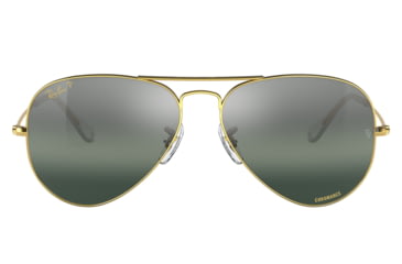 Image of Ray-Ban Aviator Large Metal RB3025 Sunglasses, Legend Gold Frame, Silver/Blue Chromance Lens, Polarized, 62, RB3025-9196G6-62
