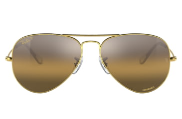 Image of Ray-Ban Aviator Large Metal RB3025 Sunglasses, Legend Gold Frame, Silver/Brown Chromance Lens, Polarized, 62, RB3025-9196G5-62